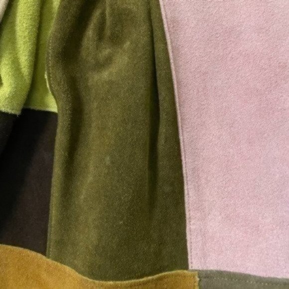 PRICE FIRM Vintage 70s Suede Patchwork Adjustable Miniskirt Mini | Size XXS-S - Picture 5 of 13